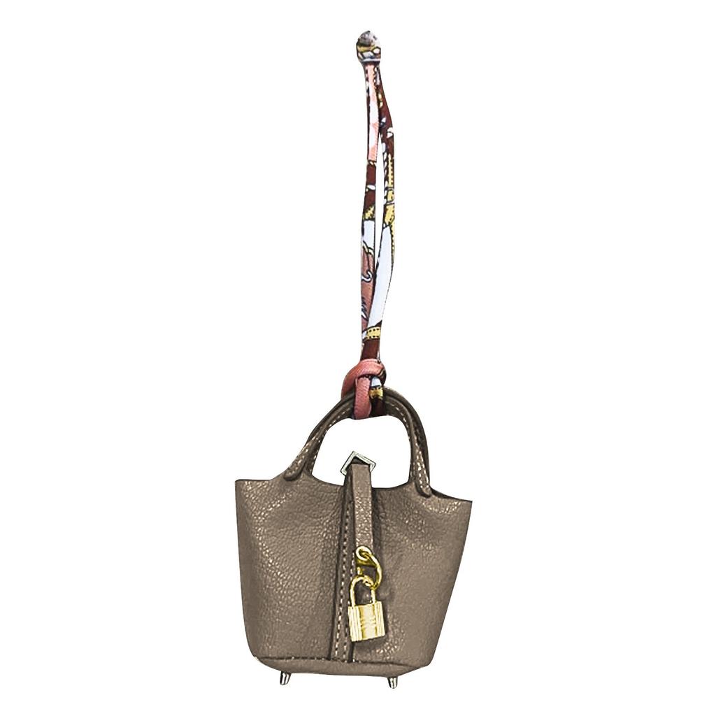 Cute Basket Bag Pendant Highgrade Leather Car Keychain Pendant Cute Creative Pendant