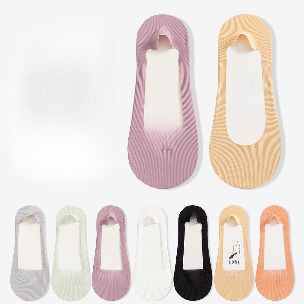 Women's Summer Thin Cotton Bottom Invisible Silicone Non Slip Heel Shallow Mouth Boat Socks