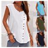 Summer New Large Size Casual Fashion Loose Round Neck Sleeveless Cotton and Linen Vest for Women