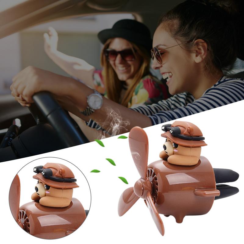 Car Air Freshener Car Fragrances Cute Bear Pilot Car Aromatherapy Propeller Air Outlet Fragrance Car Interior Accessories