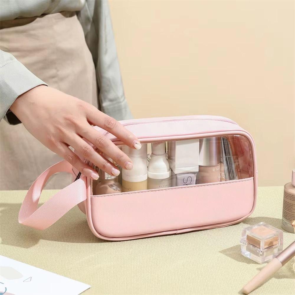 With Handle Portable Toiletry Pouch Transparent Women Wash Pack  Beach Activities