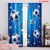2D Flat Printing 2pcs Curtains Soccer Stars Blue Fabric Without Electricity Holiday Decorations Use for Door Wall Yard