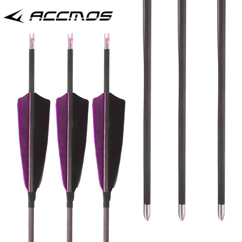6/12/24pc ID4.2mm Pure Carbon Arrow Shaft Spine 300 350 400 500 600 700 800 900 1000 1100 1300 1500 1800 with 4in Turkey Feather 5