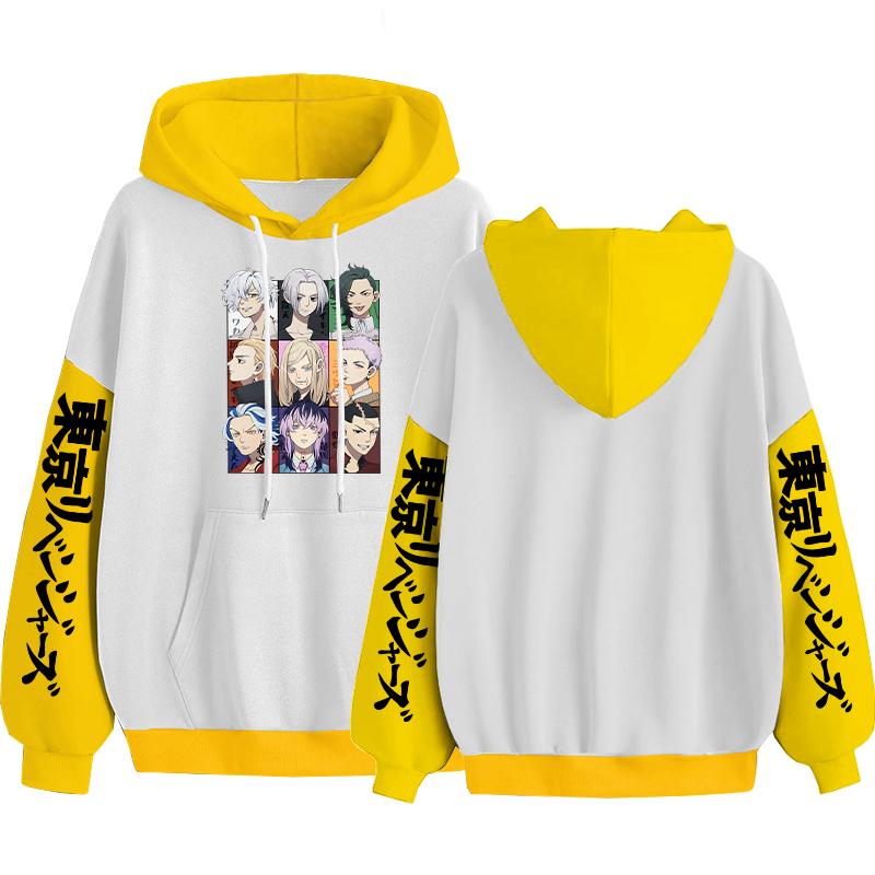 

Горячие аниме Токио Мстители Майки унисекс толстовки модные манга негабаритные уличная одежда мужчины женщины лоскутные светоотражающие повседневные толстовки 4XL жёлтый