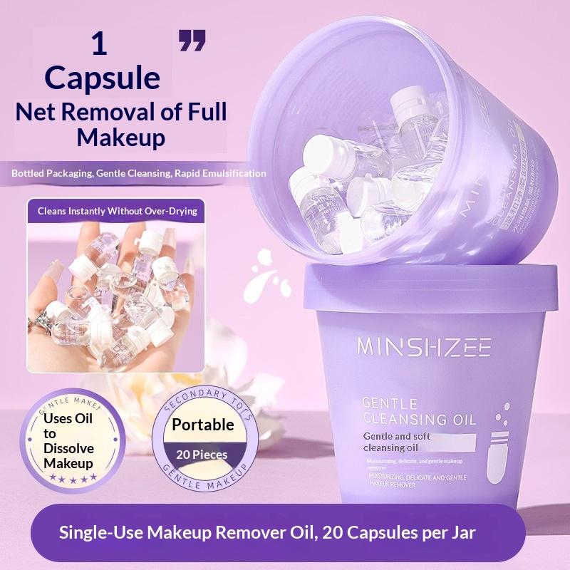 20Pcs Cleansing Oil Single-Use Portable Travel Makeup Remover Oil Gentle Deep Cleansing Mild Non-Irritating Pore Cleansing Oil