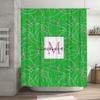 Custom Personalized Monogrammed Shower Curtain Set for Bathroom Decor Green Floral Print with Pink Accents, Custom Initials Disp