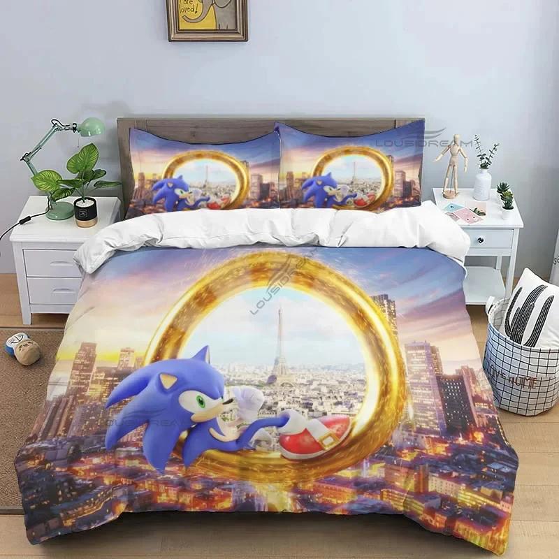 3D Cartoon Game Hedgehog Comforter Bedding Set,Duvet Cover Bed Set Quilt Cover Pillowcase,King Queen Size Bedding Set