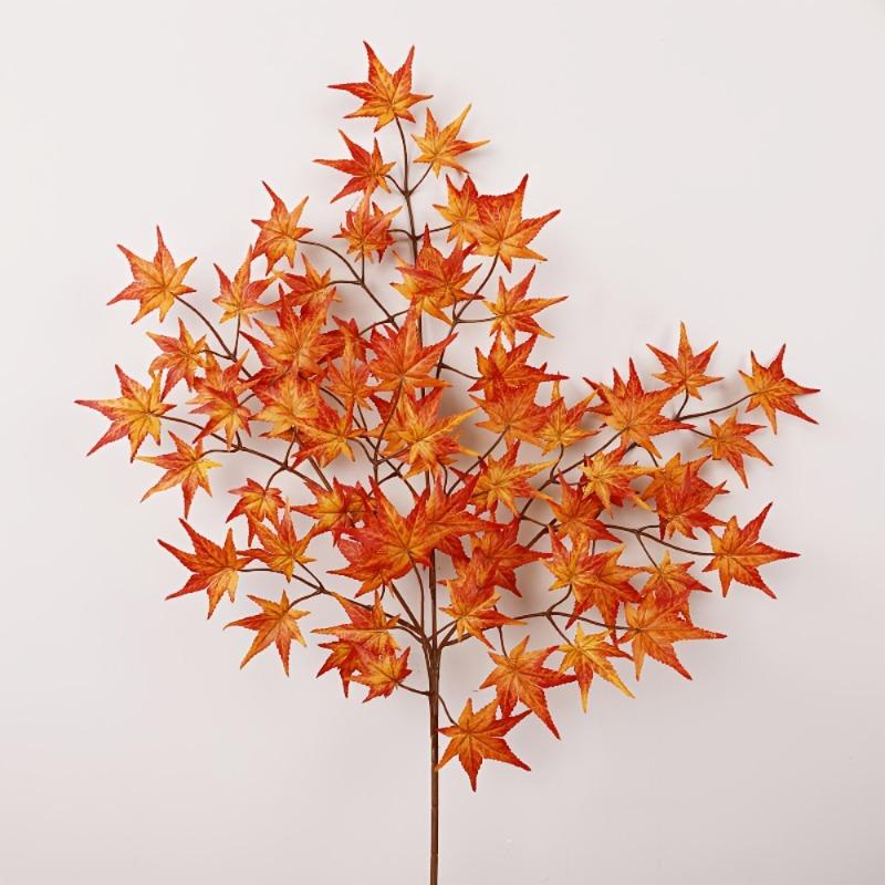 Thanksgiving Day Artificial Maple Tree Branches Realistic Fall Foliage Decor with Orange Leaves Durable Plastic Seasonal Display