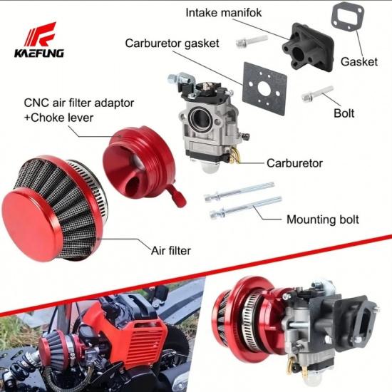 15mm 40-5 Luftfilter-Adapterplatten-Kit Passend für 2-Takt 43cc 47cc 49cc Rasentrimmer, Stand-Up-Scooter, Pitbike-Mini-Bike