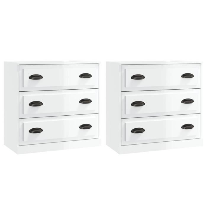 VidaXL Buffets 2 pcs blanc brillant bois d'ingénierie 3185241