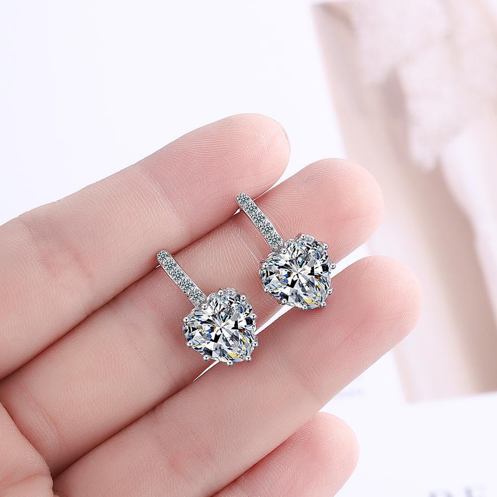 Heart Genuine Natural Garnet Red Ruby 925 Sterling Silver Stud Earrings for Women Fashion Statement Gemstone Jewelry Oorbellen