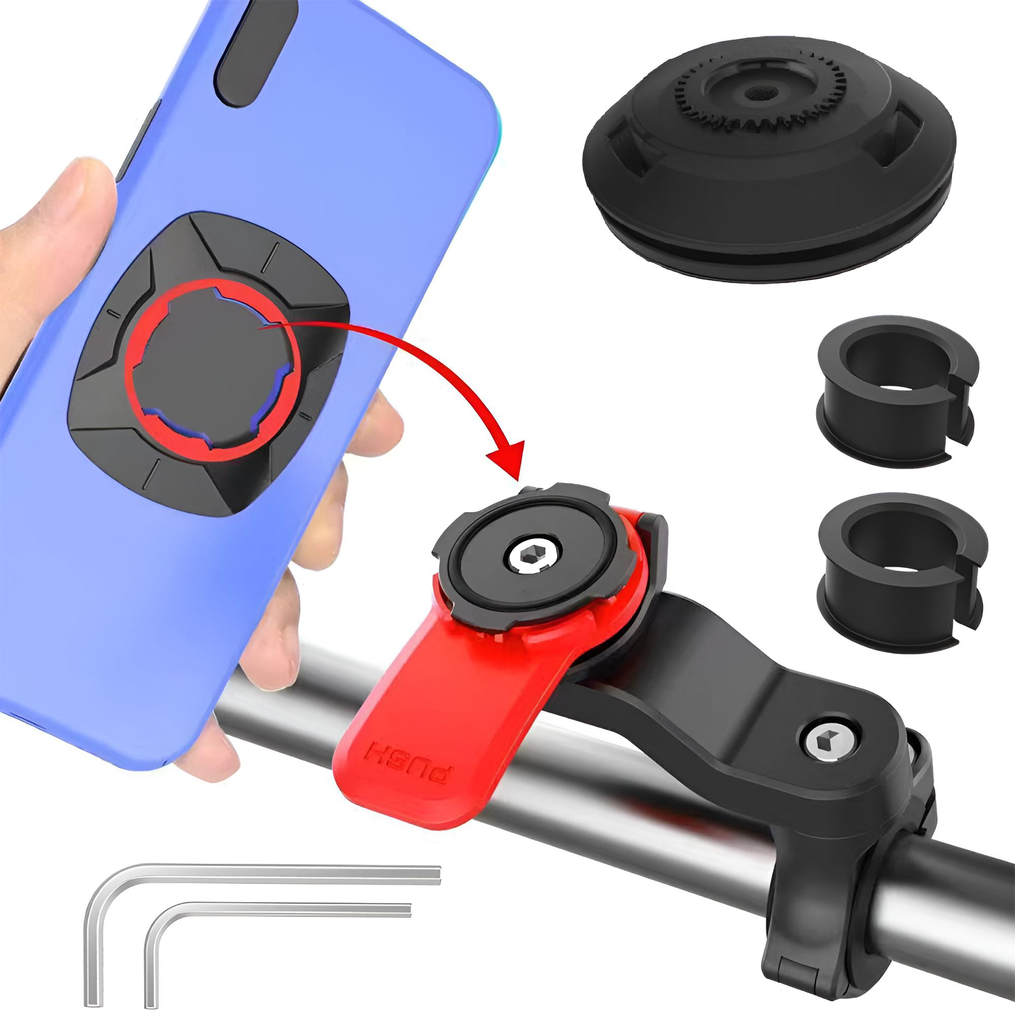 Motorcycle Phone Mount, Anti-Shake Bike Cell Phone Holder with Vibration Dampener, Quick Release Attach/Detach красный