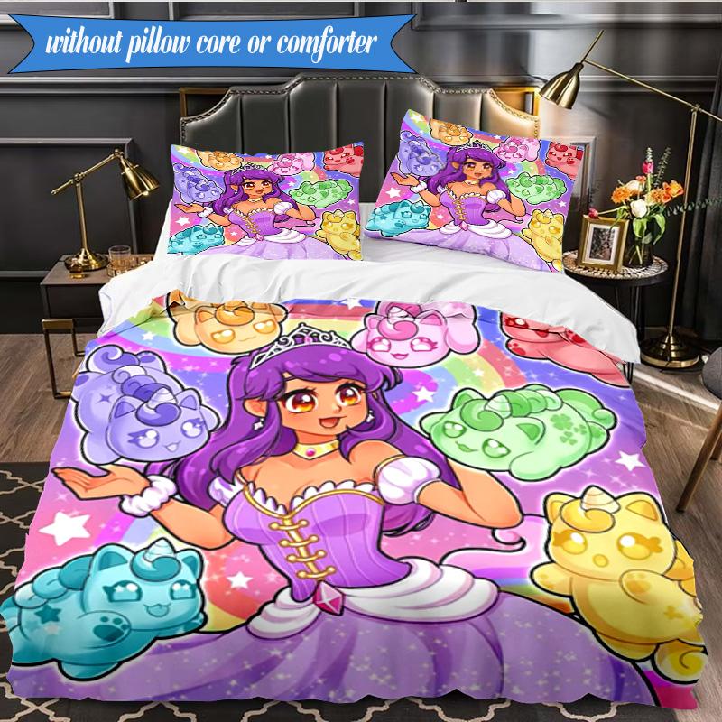 Purple Powerhouse 3pcs K-pop Music Group Bedding set,Ideal for Bedroom, Dormitory,Including Duvet Cover And 2pcs Pillowcases,Fan Gifts