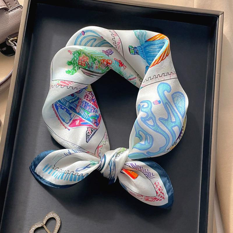 New 100% Natural Real Silk Scarf Women Bandana Square Scarves Wrap Kerchief Mulberry Fashion Luxury High Quality Hijab For Lady