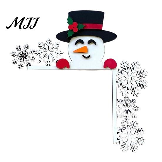 Decorazione Murale Natalizia da Interno, Segno Angolare in Legno per Porta di Natale, Ornamento Festivo a L da Appendere, Regalo per Festa in Casa, Babbo Natale Renna Pan di Zenzero