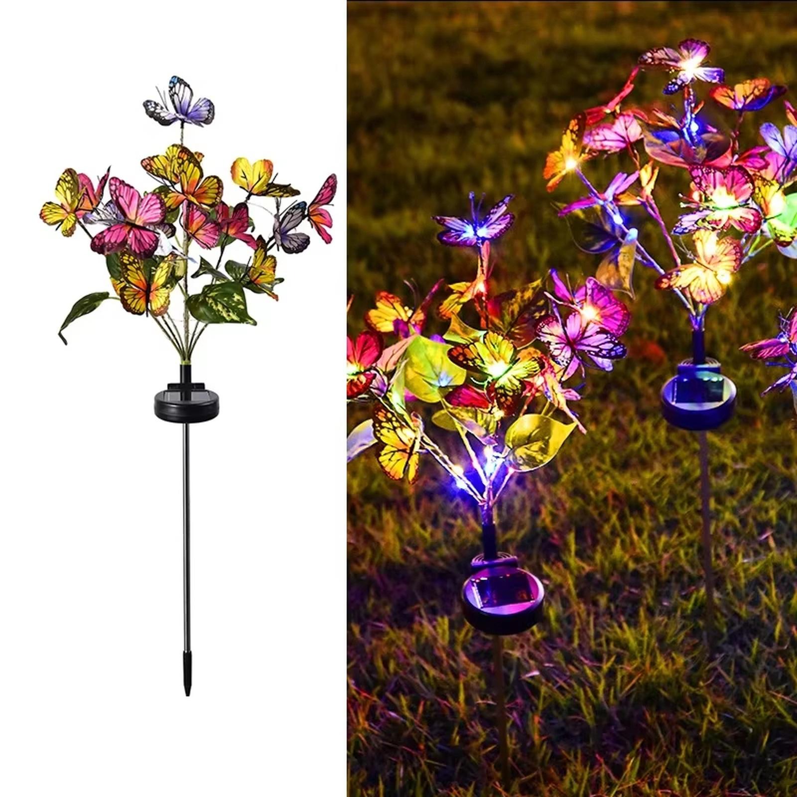 

Solar Butterfly Flower Tree Stake Lights, Outdoor Garden Decorative Lights, Artificial Flower Branch Lamp for Patio Yard Festival one size