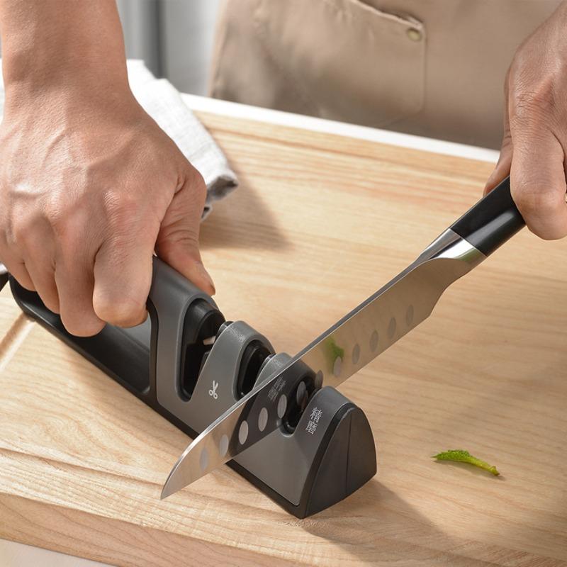 Professional Knife Sharpener Quick Edge Sharpening 3 in-1Fine & Coarse Grinding Kitchen Knife Scissor Sharpener Kitchen Supplies