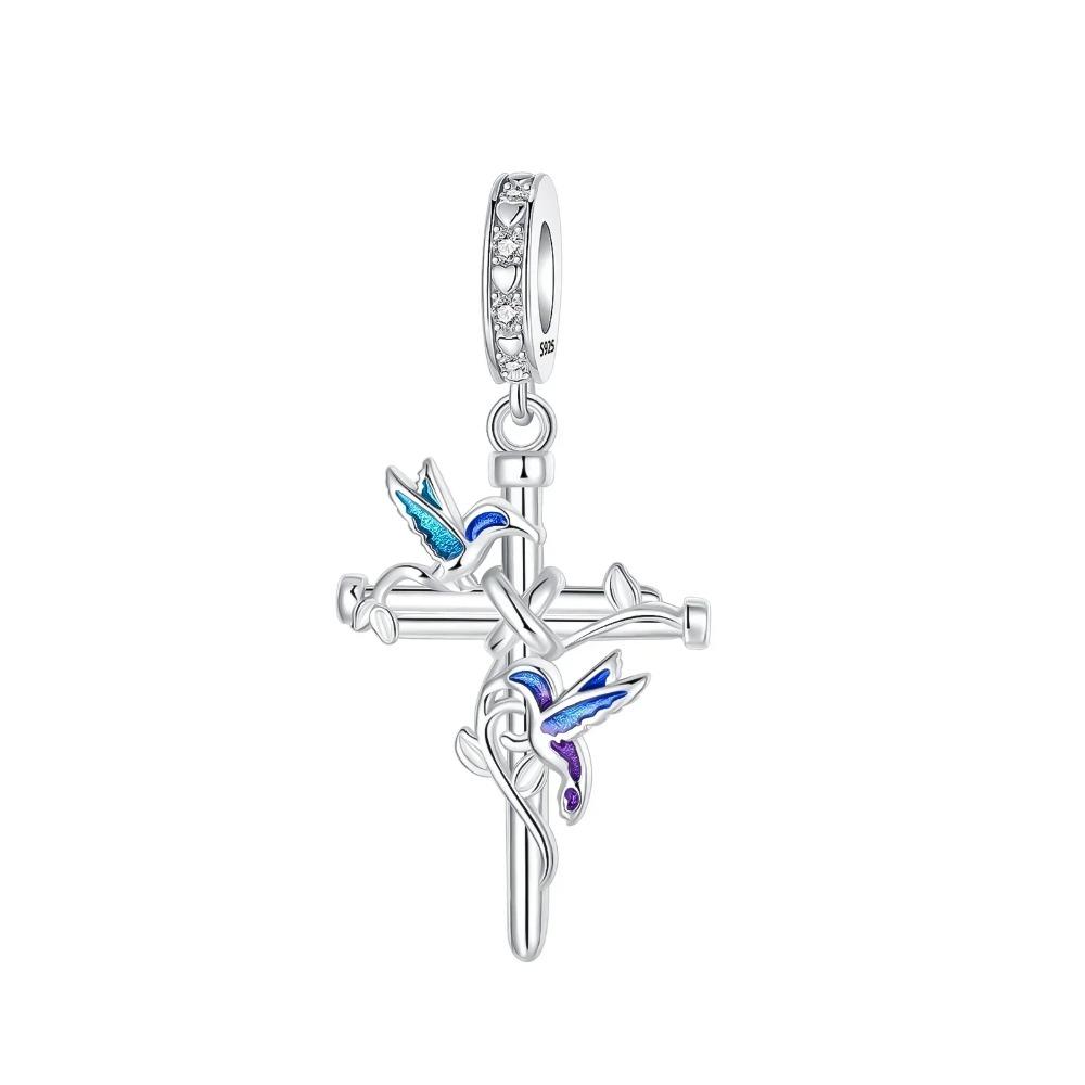 925 Silver Cross Charms Iron Throne Jesus Pendant Christian Necklace Beads Fit Bracelets Fine Jewelry DIY Gift