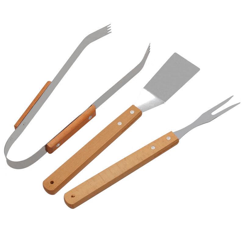Stainless Steel BBQ Tool Set with Wood Handles