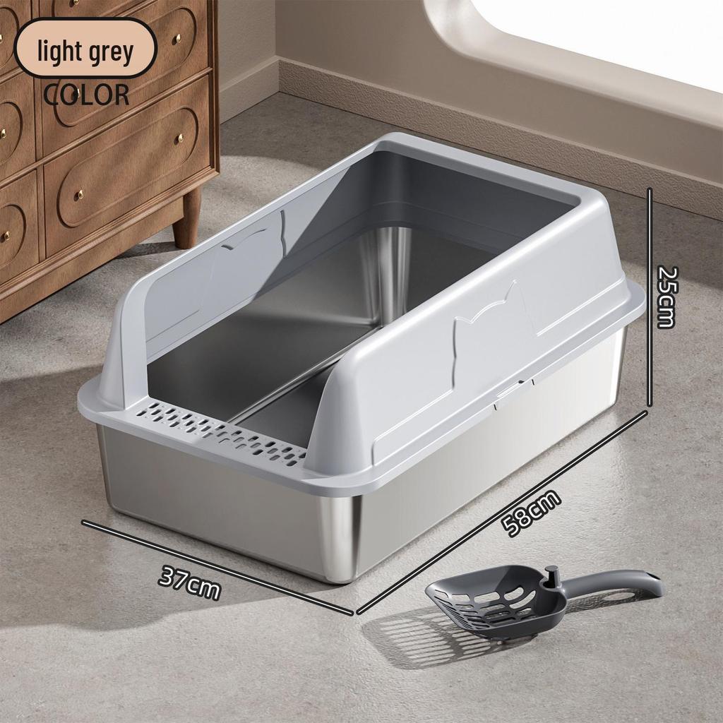 Stainless Steel Top-Entry Cat Litter Box, Anti-Splash Design