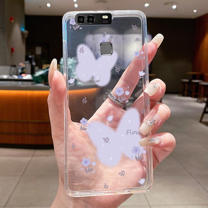For Huawei P9 EVA-L29 L09 Case Huawei P9 Plus VIE-L29 L09 Cover Clear Luxury Fashion Butterfly Flowers Soft Silicone Phone Case
