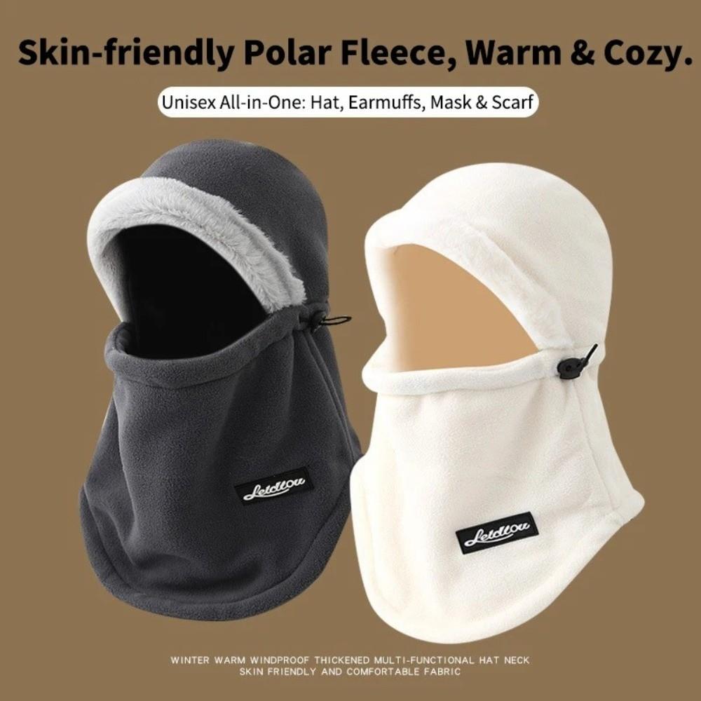 Thickned Beanies Cap Plush Hooded Face Mask New Winter Hat Scarf Set  Winter