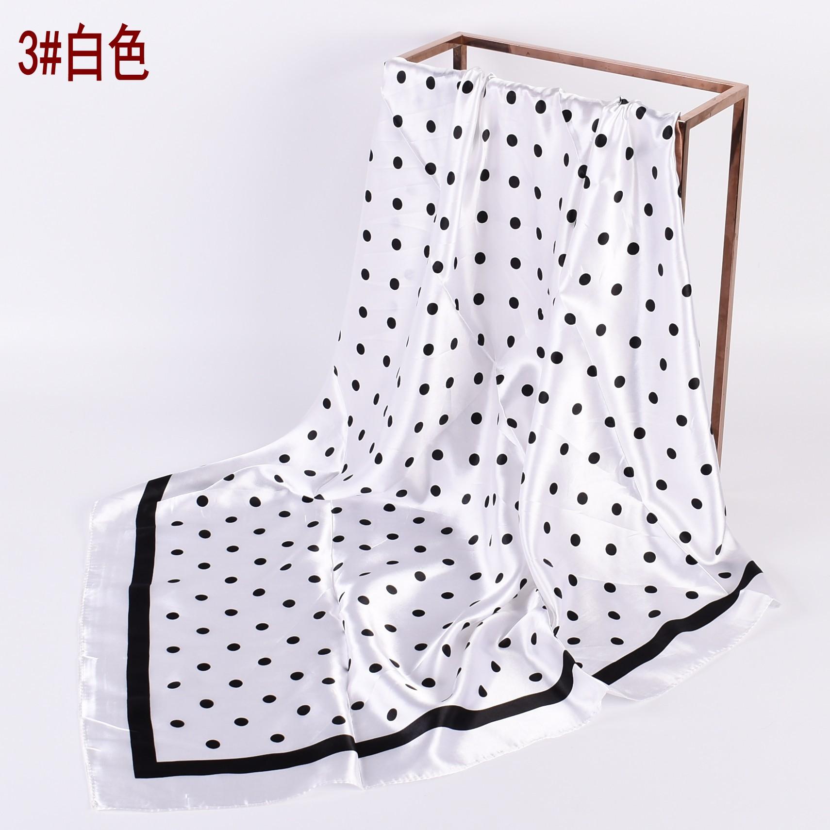 Nouveau foulard carré d'été à pois ondulés, 90 cm, style tempérament à la mode, imprimé soie carrée tendance white
