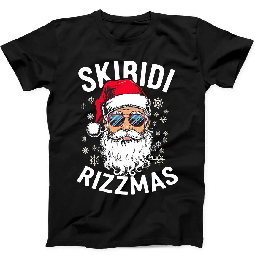 

Skibidi Rizzmas Christmas Rizz Santa Funny Gift Tee Black T Shirt 297 4XL