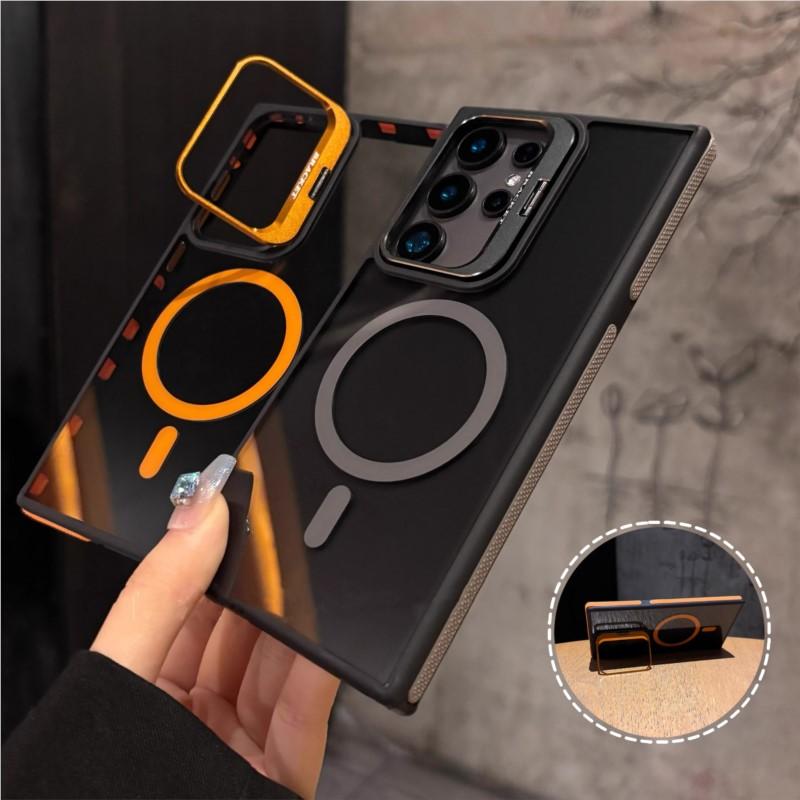 Camera Lens Kickstand Holder For Magsafe Case for Samsung Galaxy S25 S24 S23 FE Plus S22 Ultra Shockproof Bumper Cover
