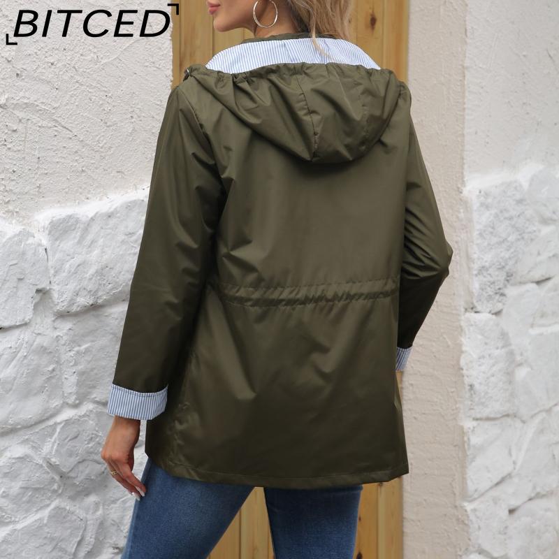 BITCED Autumn/Winter Detachable Hood Trench Coat Plus Size Women's Raincoat