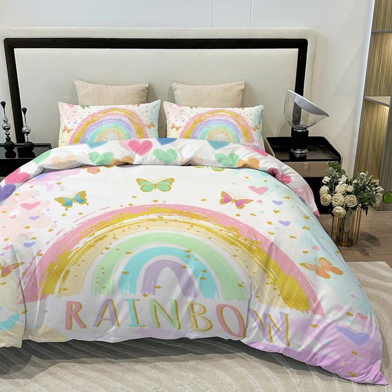 3PC Butterfly Rainbow Quilt Cover Dreamy And Comfortable Bedding Digital Printing Twin/Full/Double/Queen/King Size No Filling