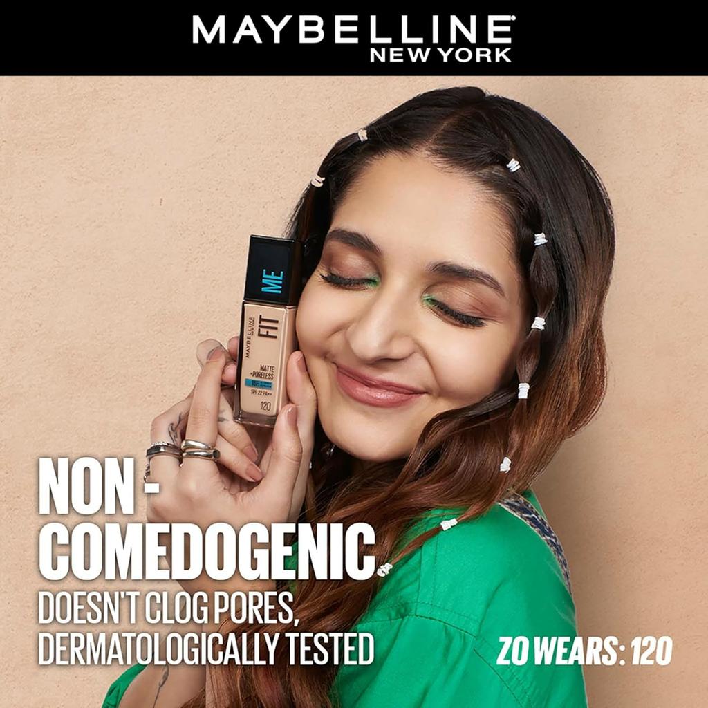 Maybelline New York Fit Me Matte + Poreless Liquid Foundation 30ml SPF 22 Oil Control for Normal Oily Skin 332 Golden Caramel
