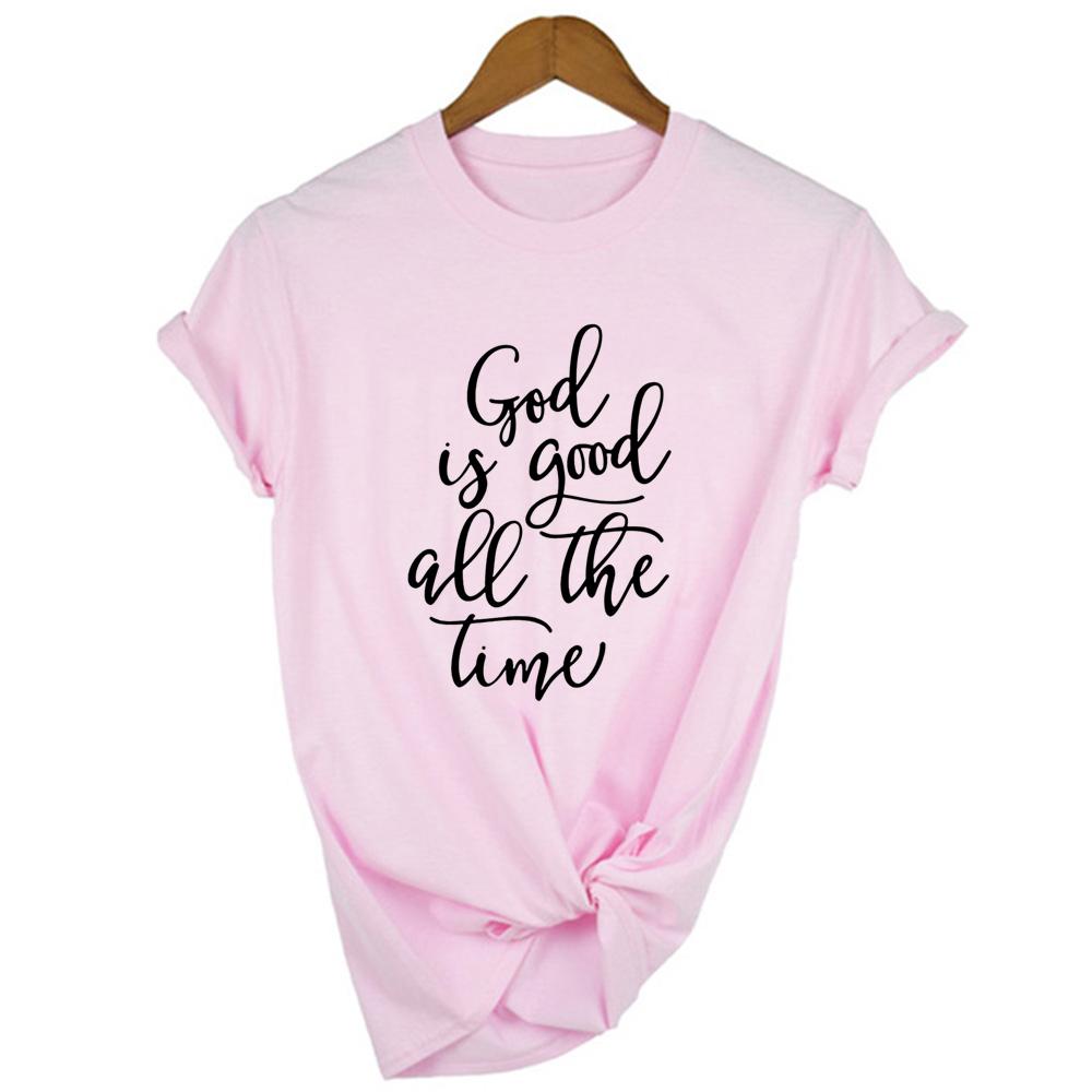 God Is Good All The Time Jesus Slogan Women T Shirts Summer Aesthetic Faith Religion