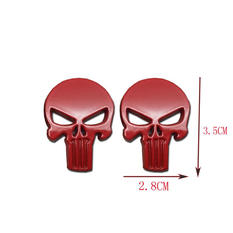 2 PEZZI Stile Auto Adesivi Metallici 3D Emblema Teschio Decalcomania Badge Auto Impermeabile Adesivo Auto Rosso Nero Argento