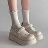 Fashion Pink Thick Bottom Mary Jane Shoes Women Spring Autumn New Sweet Pumps Fashion Pearl Retro Thick High Heel Loafers Women's Shoes