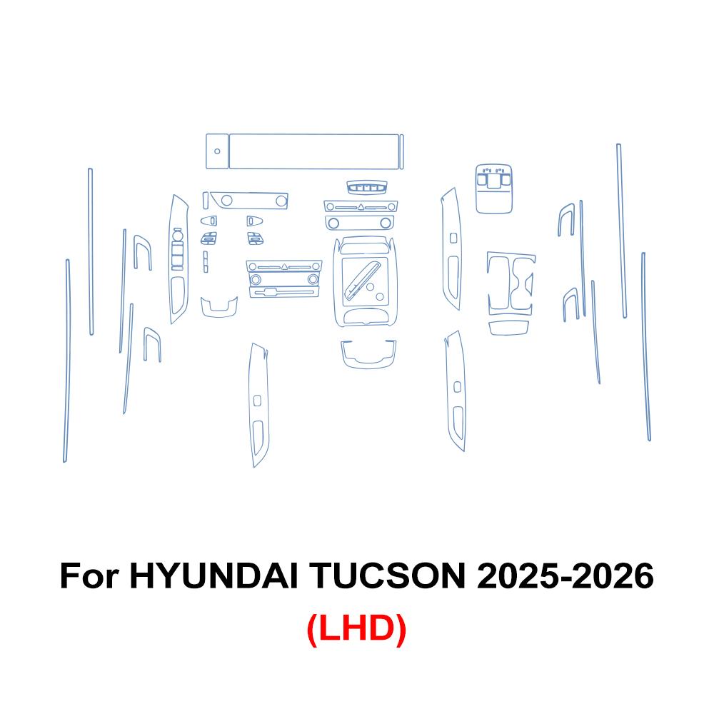 

Car Interior Transparent TPU Film for Hyundai Tucson 2025 2026 Gear Panel GPS Navigation Center Console Pre-cut PPF Accessories