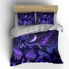Enchanted Purple Cat In Moonlit Night Print Bedding Set 1 Duvet Cover 2 Pillowcases for Adult and Children Luxury Gift