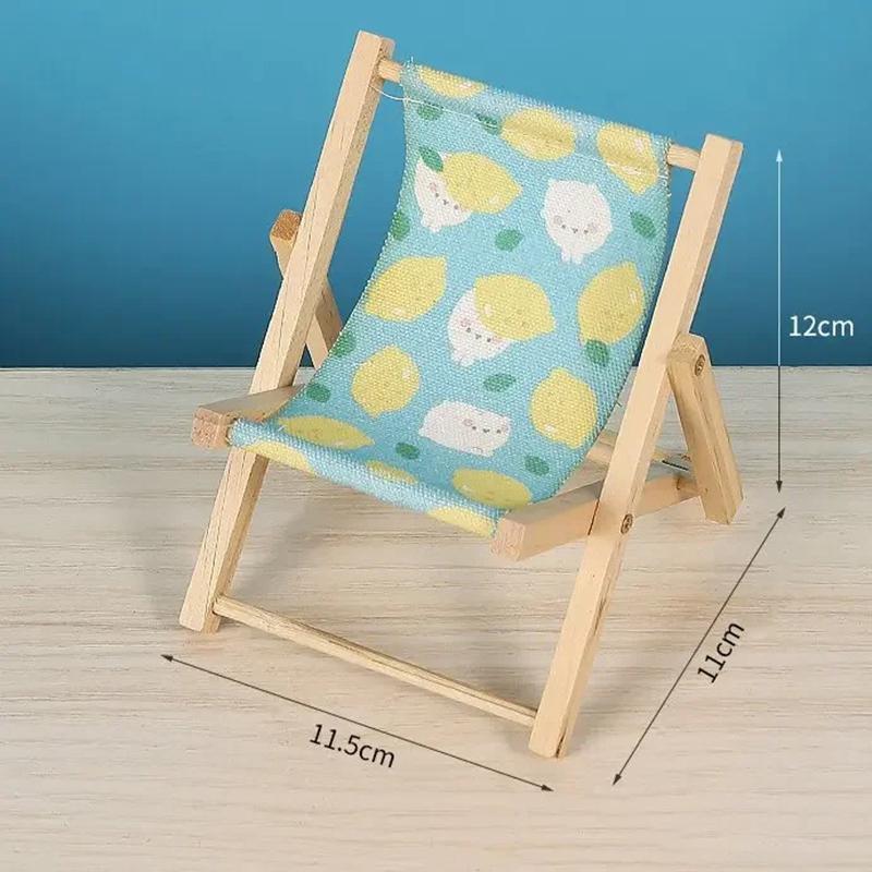 

Doll s Chair Outfit Accessories for Labubu Doll Wooden Beach Reclining Camping Chair Mini Pet Backpack Ornaments Photo Props
