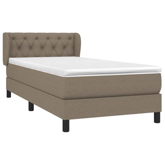 3126441 vidaXL Lit à sommier tapissier avec matelas Taupe 80x200 cm Tissu