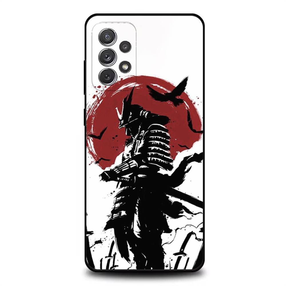 Japanese Bushido Samurai Phone Case For Samsung S 25,24,23,22,30,21,10,9,Ultra,Plus,Lite,FE,4,5G Black Soft Case