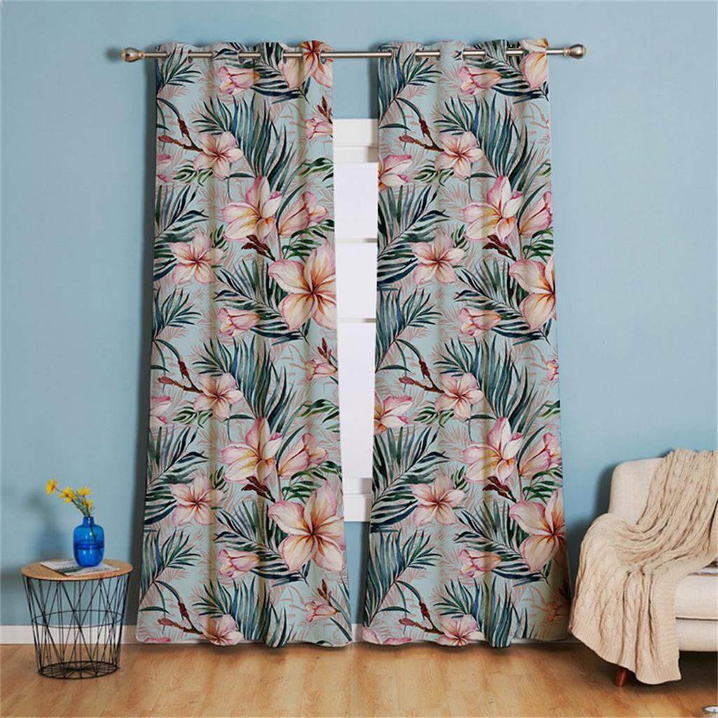 Kokospalm Rosa Blomma Grönt Blad Fönstergardiner i Barnrum Vardagsrum Hall Behandlingar Kök Inredning Draperier Persienner