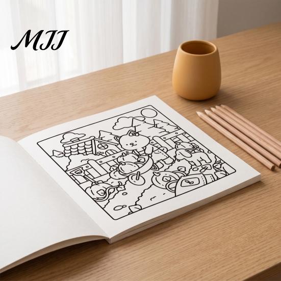 Drawing Pads for Colored Pencils Cozy Village Coloring Book, Thickened Cotton Pulp Paper, Stress Mindfulness Book Relief Portable Creative Art Doodle
