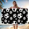 Soccer Print Beach Towel, Sports Theme Quick Dry Highly Absorbent Soft Microfiber for Swimming Pool Travel Camping