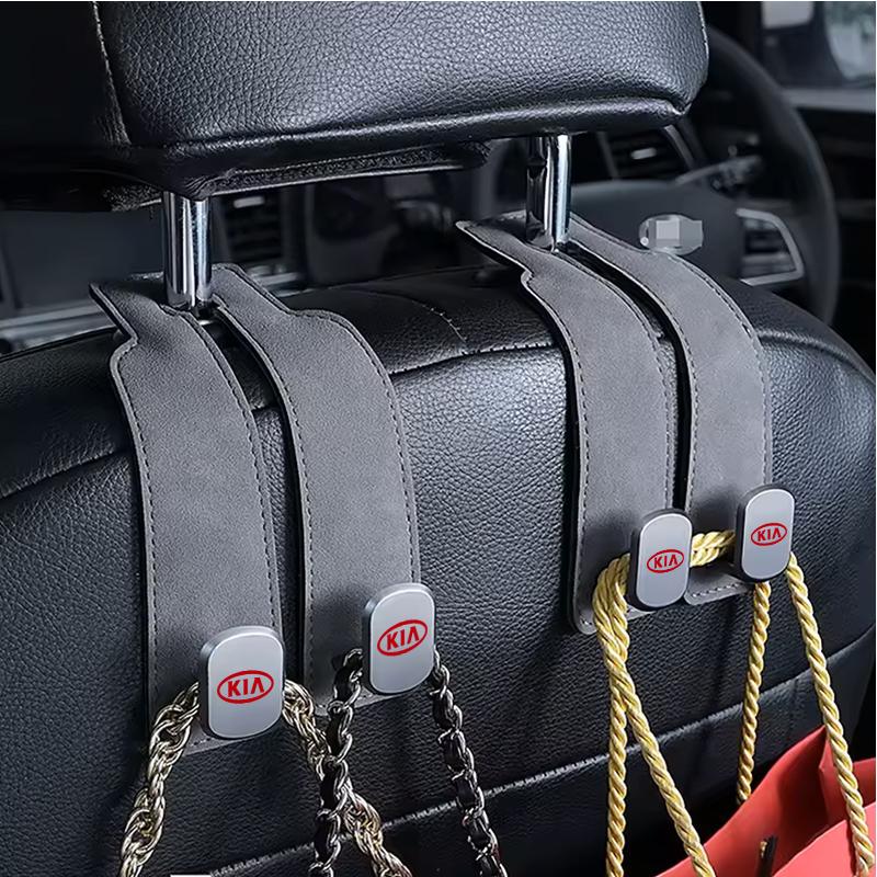 Car Seat Back Headrest Suede Hooks Organizer Holder Clips Accessories For Kia Morning Picanto Rio Stonic Sportage Ceed Optima Fo Jby123