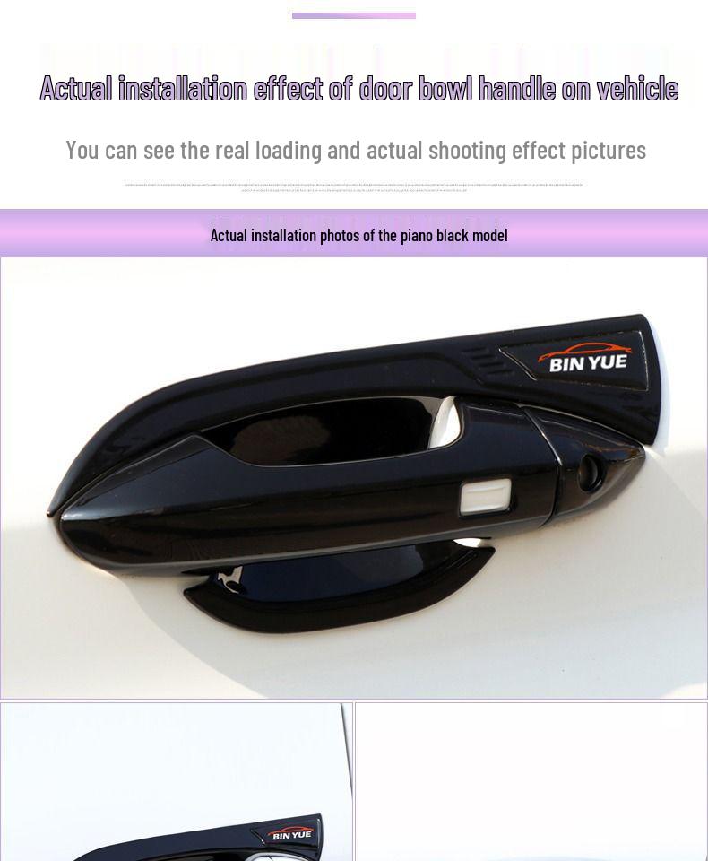 Carbon Fiber Texture Door Bowl Handle Sticker for 2018-2022 Binrui Binyue Models