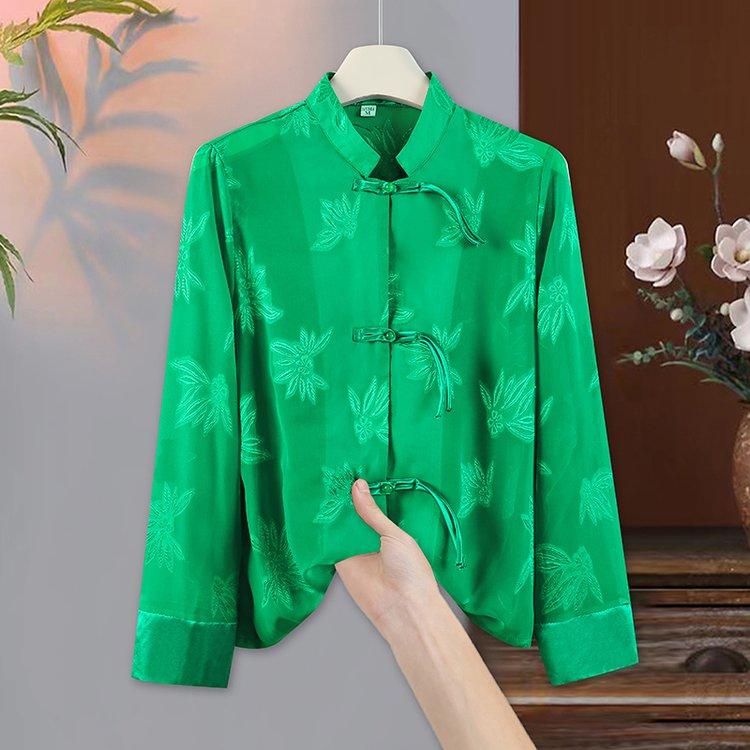 Women s Summer 2026 Retro Frog Button Sun Protection Shirt Jacket - Loose, Lightweight, New Chinese Style Top M (80-100 jin) зелёный