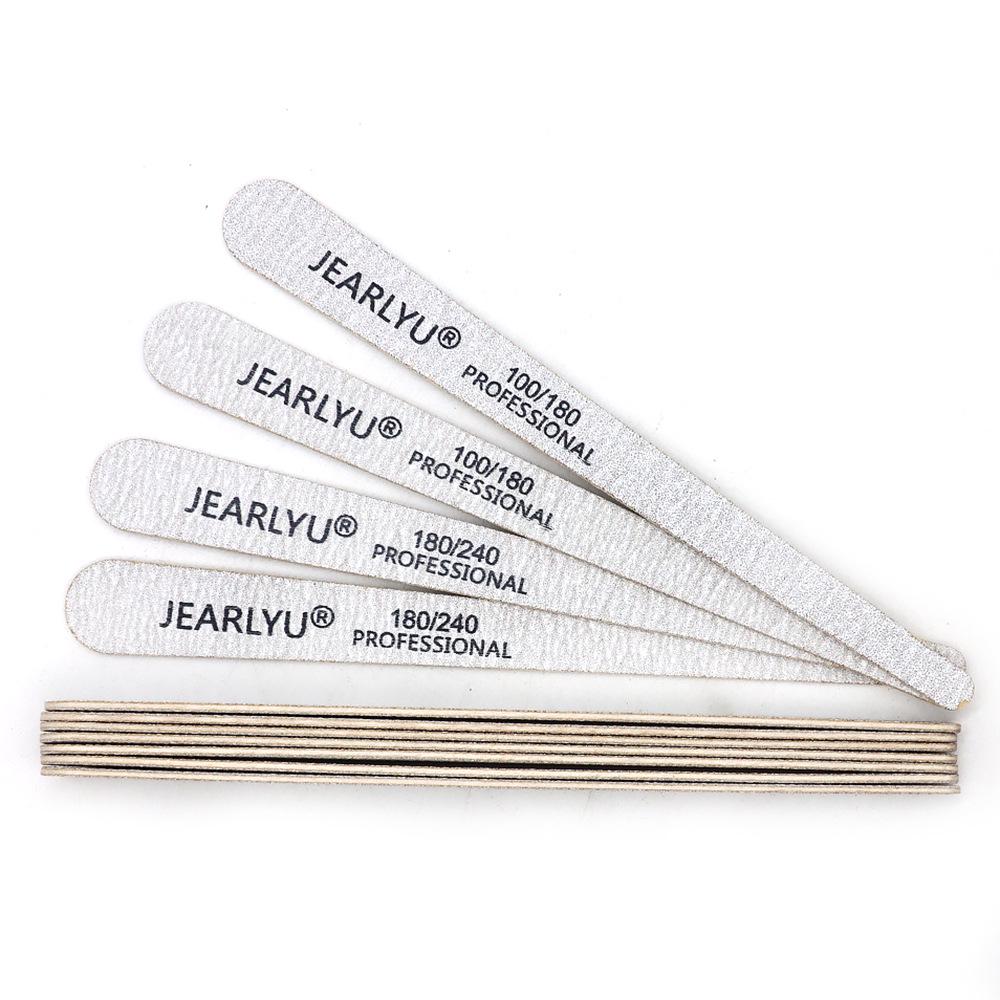 Premium Thick Nail Art Wood File - High-Quality Gray White Sandpaper, Knife & Half Moon Shape