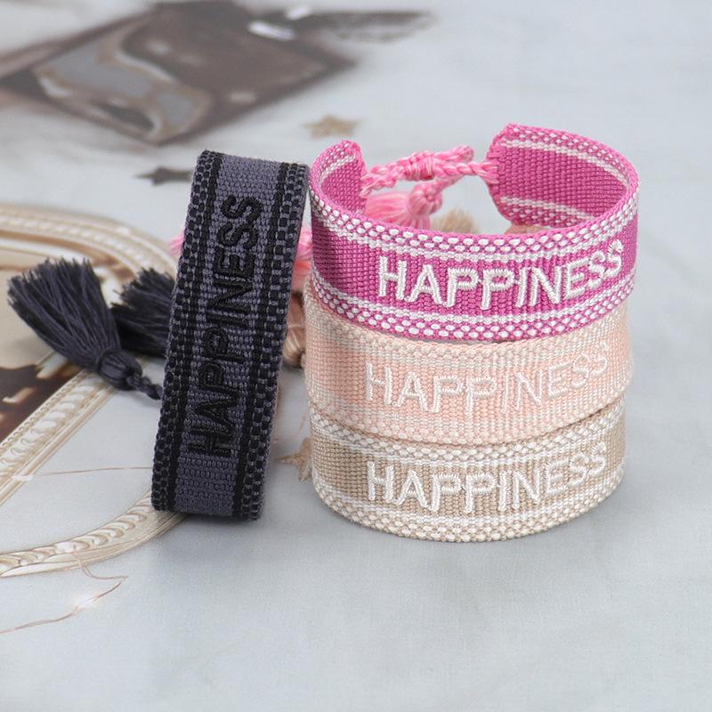 Customizable Women's Fashion Letter Tassel Embroidery Bracelet