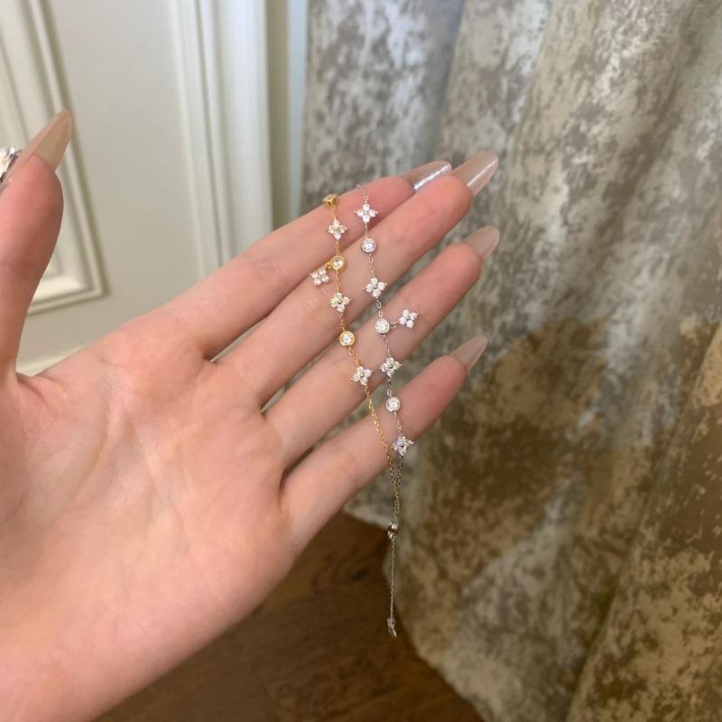 Silver Plated Clover Bracelet with Sparkling Cubic Zirconia Delicate Elegant Jewelry for Women Ideal Gift for Any Occasion