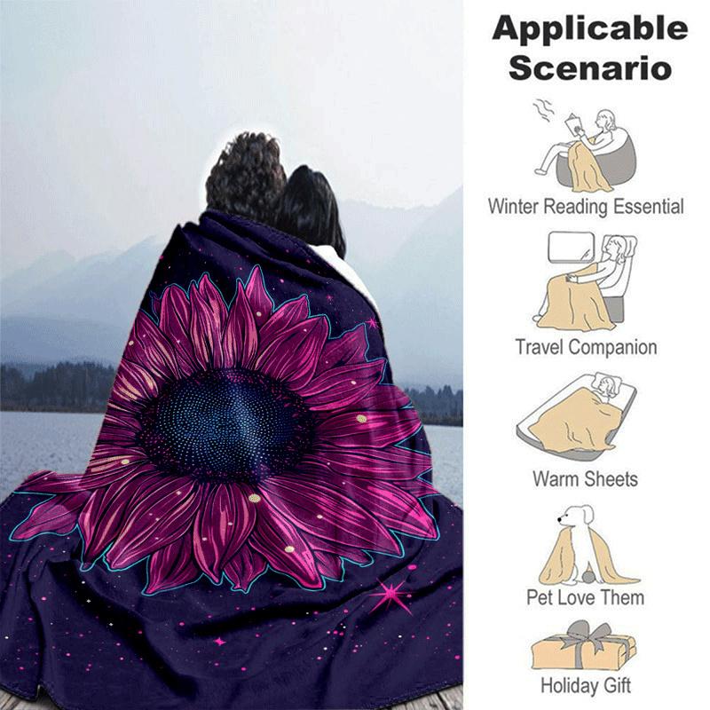 1pc Sunflower Printing Lightweight Flannel Blanket, Comfortable and Warm Blanket, for Camping Sofa Bed and Couch Office, in All Seasons